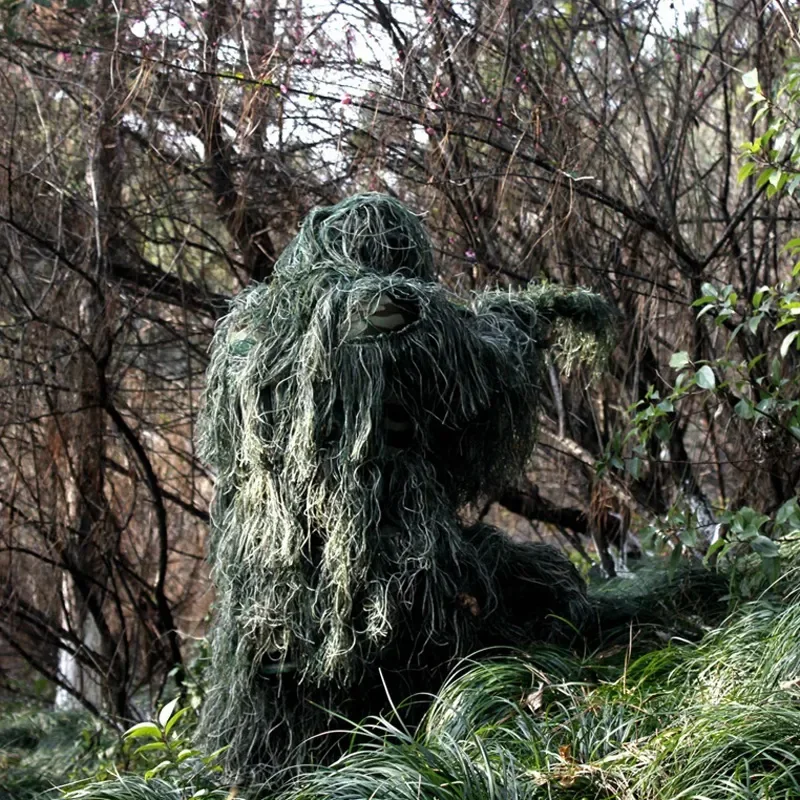 بدلة مموهة ثلاثية الأبعاد مجموعة Ghillie للعشب المجفف، مجموعة بدلة صيد مكونة من 5 قطع