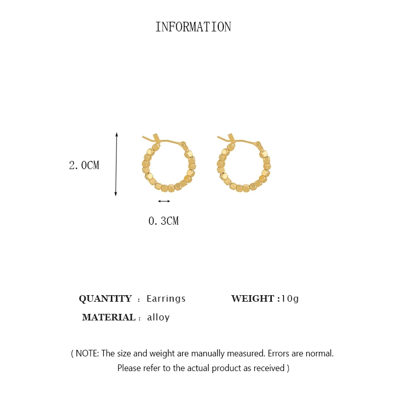 Gold Color Square Beaded Hoop Earings Exquisite Hollow Round Earrings For Women Party Wedding Geometric Ear Jewelry Gifts image 6
