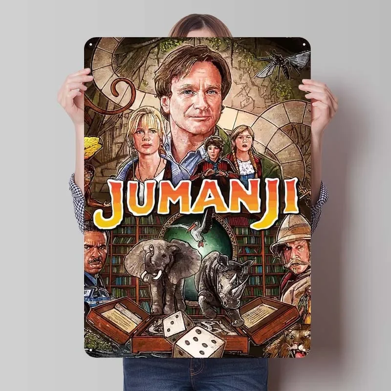 Jumanji Classic Movie Poster Tinplate Sign Wall Art Decor Vintage Metal Signs for Wall Decoration Home Decoration Accessories