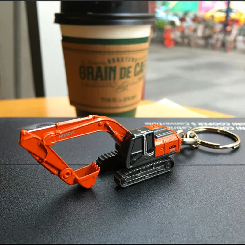Diecast Mini Engineering Vehicle Keychain Alloy Model Toy for