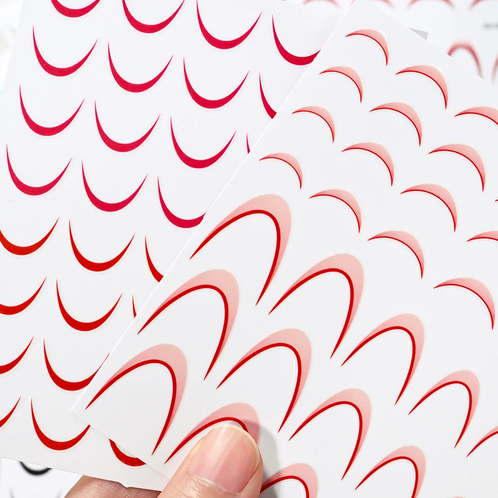 Autocollants pour Nail Art français dégradé, 12 pièces, encre floraison, ligne ondulée, bande, curseur auto-adhésif, décalcomanies ombrées, décoration de manucure, DIY bricolage
