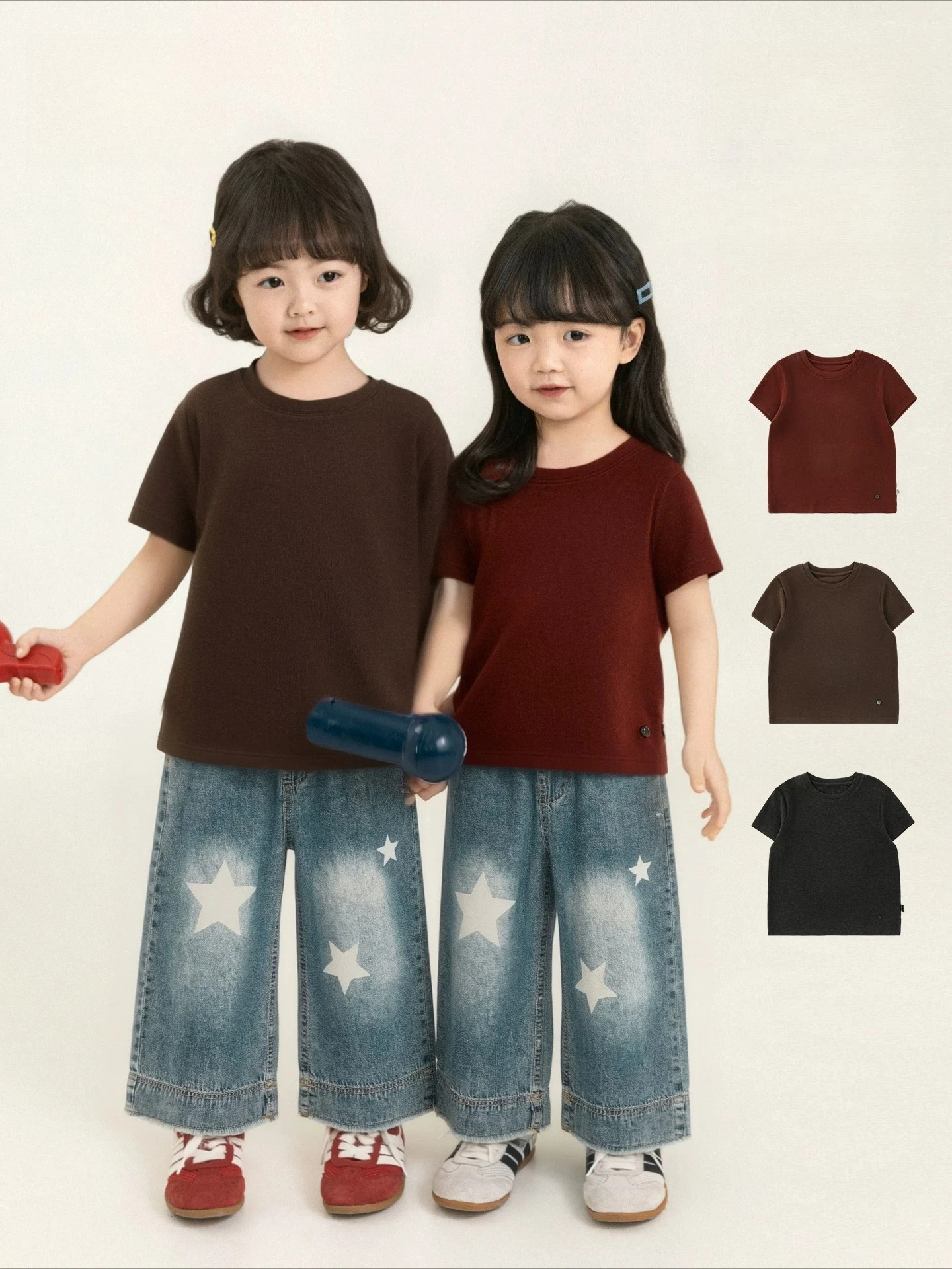 Toddler Girl Summer Soft Wool Knit Tee Lightweight Breathable Skin-friendly Casual Short Sleeve Kids T-shirt Family Look