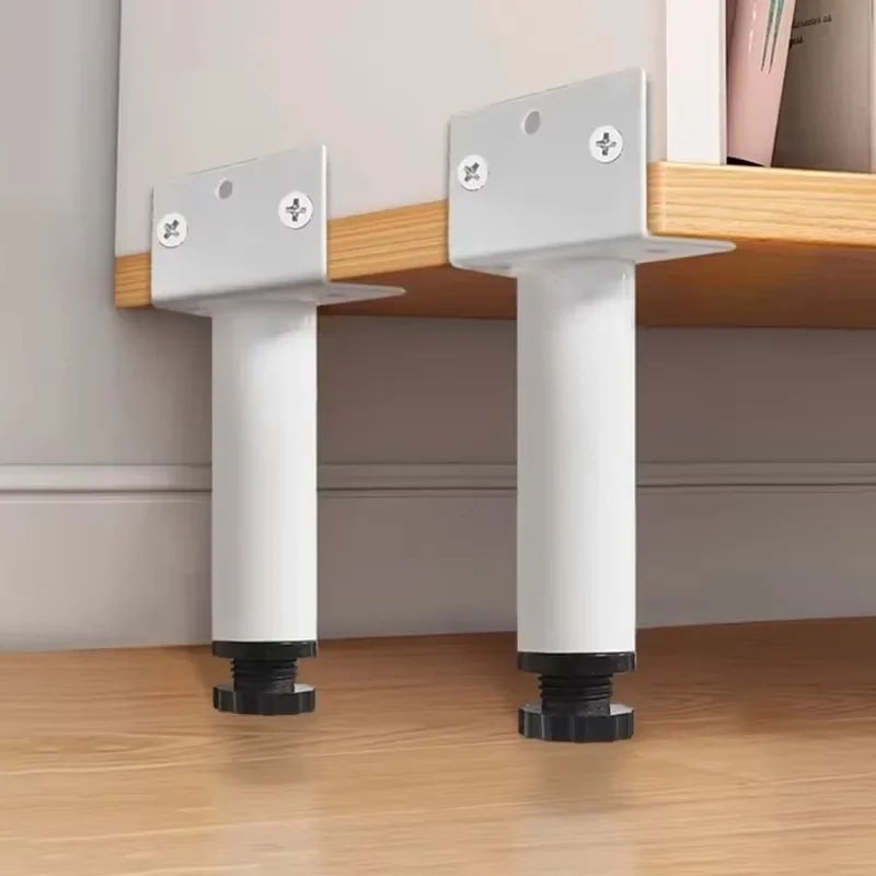 yesAdjustable Metal Furniture Legs - Polished Finish, Round Shape, Bottom Adjustable for Sofa & Cabinet Stability, No Power Need