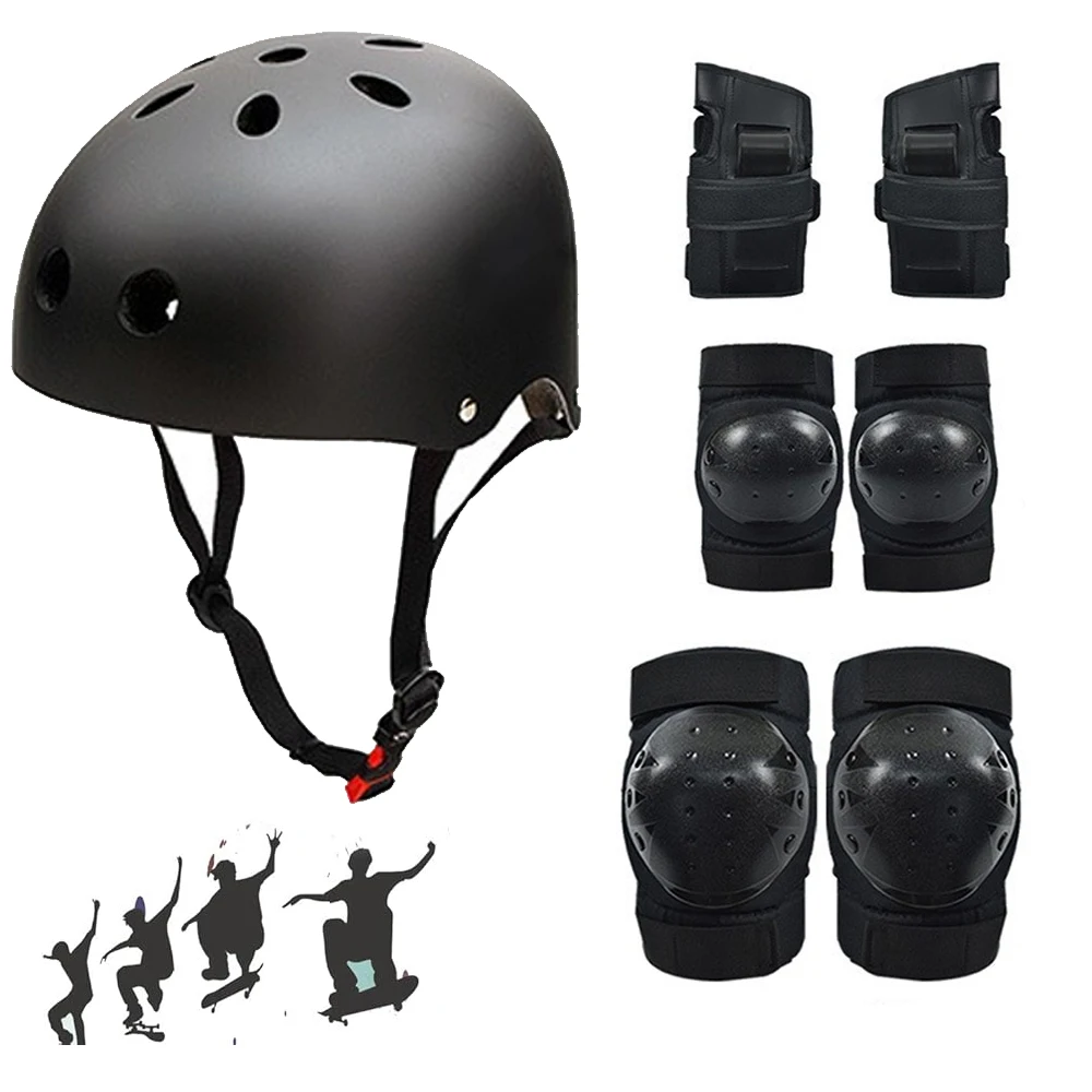 AliExpress RGGMQQ 7PCS Youth Protective Gear Set - Adjustable Skateboard Helmet with Knee Elbow Wrist Pads for Bike Scooter Roller Skating,Sports