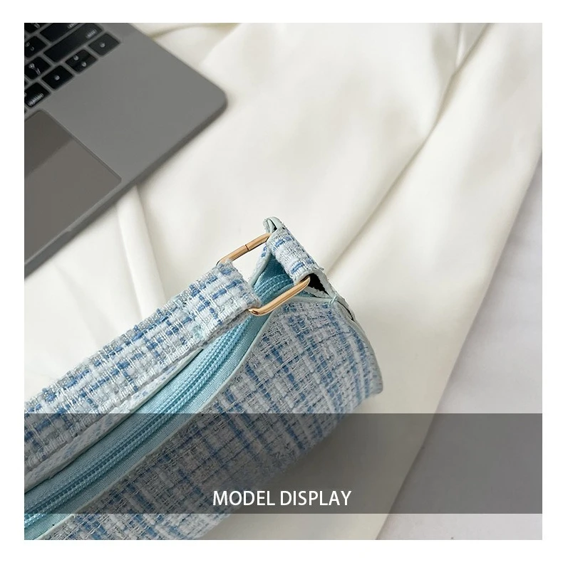 Damen-Unterarmtasche mit minimalistischem Gittermuster, modische High-End-Design-Umhängetasche, lässige, vielseitige Geldbörse für den Pendelverkehr – Detail 6