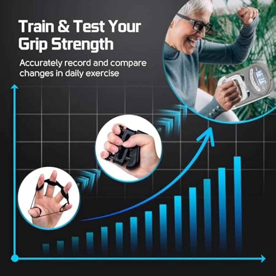 Power Tester Grip-Grip pelatih kekuatan dinamometer tangan dapat disesuaikan dan layar Digital 265 Lbs 120 kg dengan jari