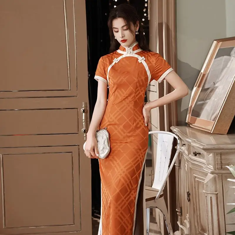 Modernes, schmal geschnittenes, langes Qipao für junge Mädchen von Dr. ort Sve, verbesserte Version, Alltagskleidung, Sommer, neue Sle-Polyesterfaser