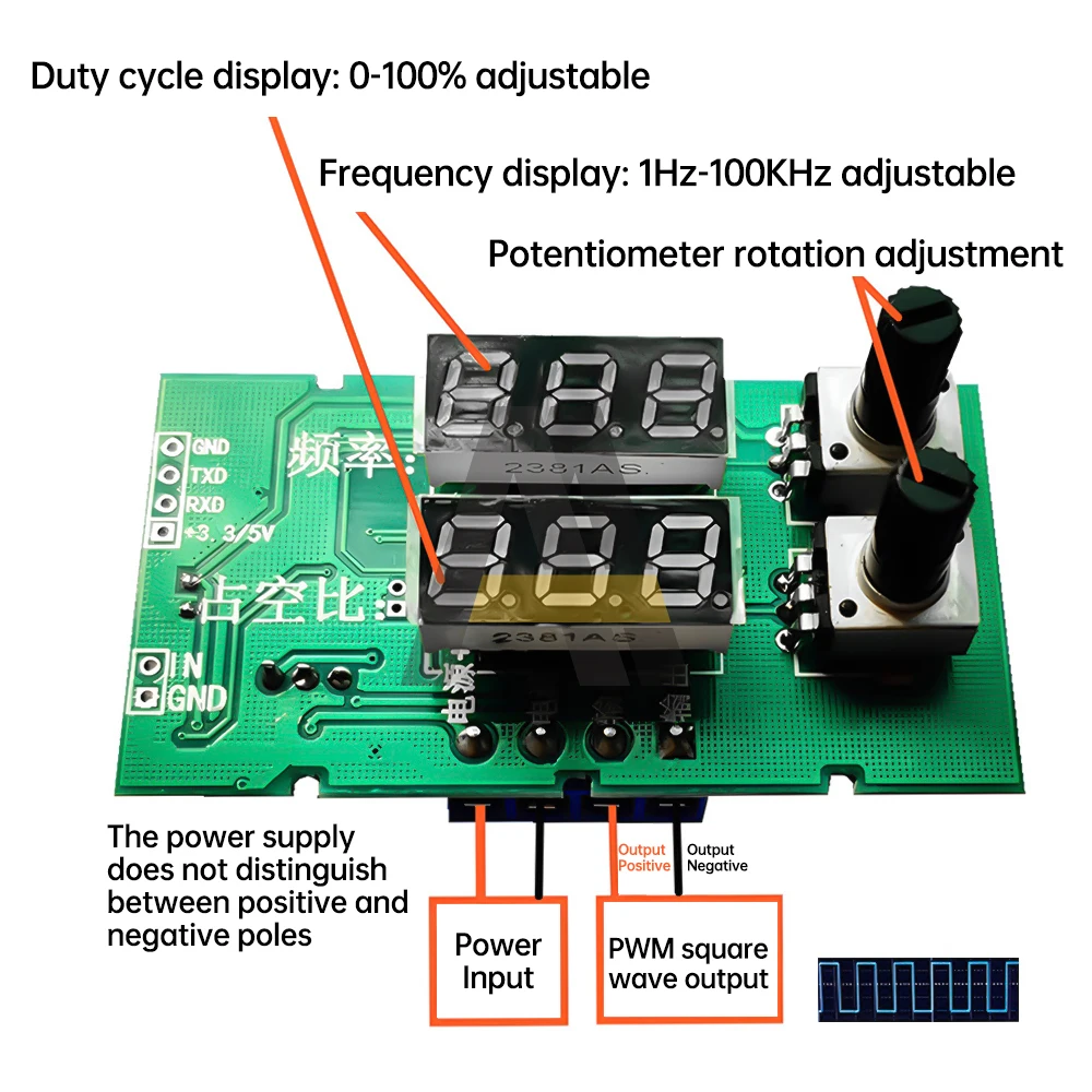 Generatore di segnali a onda quadrata PWM DC 5V 7-24V 1HZ-frequenza regolabile del ciclo di frequenza dell\'impulso di azionamento 100KHZ