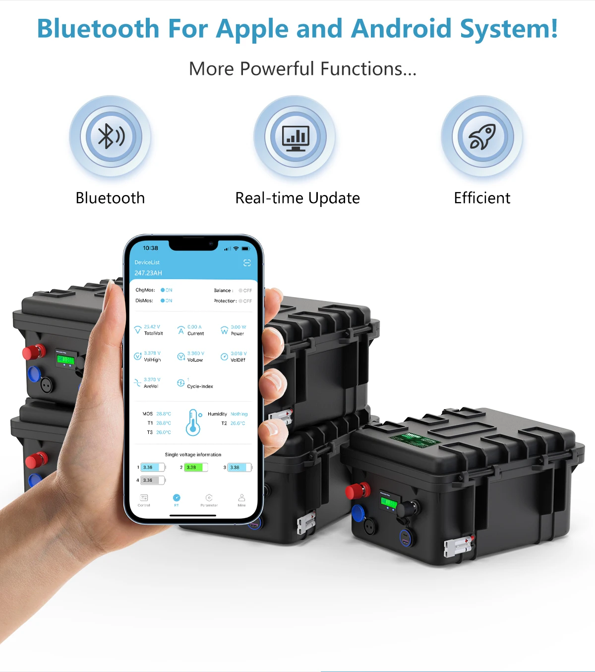 LiFePO4 12V 120AH 100AH 80AH Battery Pack 12.8V Bluetooth Lithium Battery Grand A Cells With 4S 100A BMS 6000+ Cycles For Boat