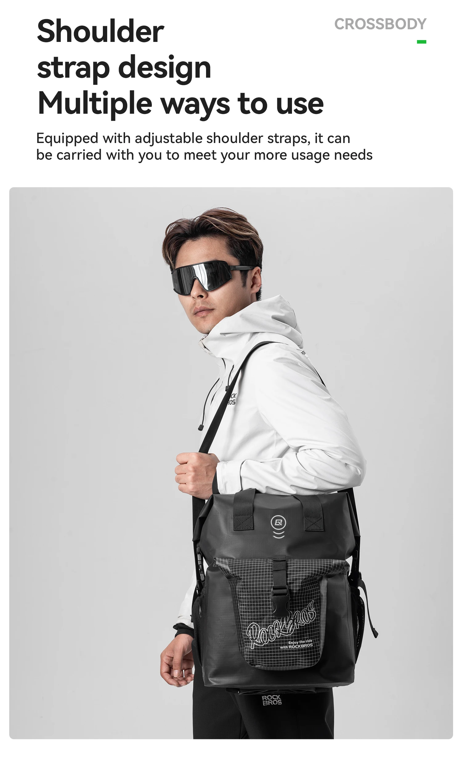 ROCKBROS Bike Front Bag 18L Capacity Quick Install Folding Bike Handlebar Bag with Shoulder Strap Multifunctional Cycling Bag