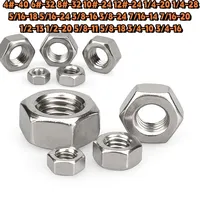 UNC Hexagon Nut 4#-40 6#-32 8#-32 10#-24 12#-24 1/4-20~3/4-16 304 Stainless Steel Hex Nut American Thread Suit for Screws Bolts