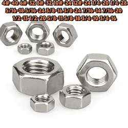 UNC Hexagon Nut 4#-40 6#-32 8#-32 10#-24 12#-24 1/4-20~3/4-16 304 Stainless Steel Hex Nut American Thread Suit for Screws Bolts