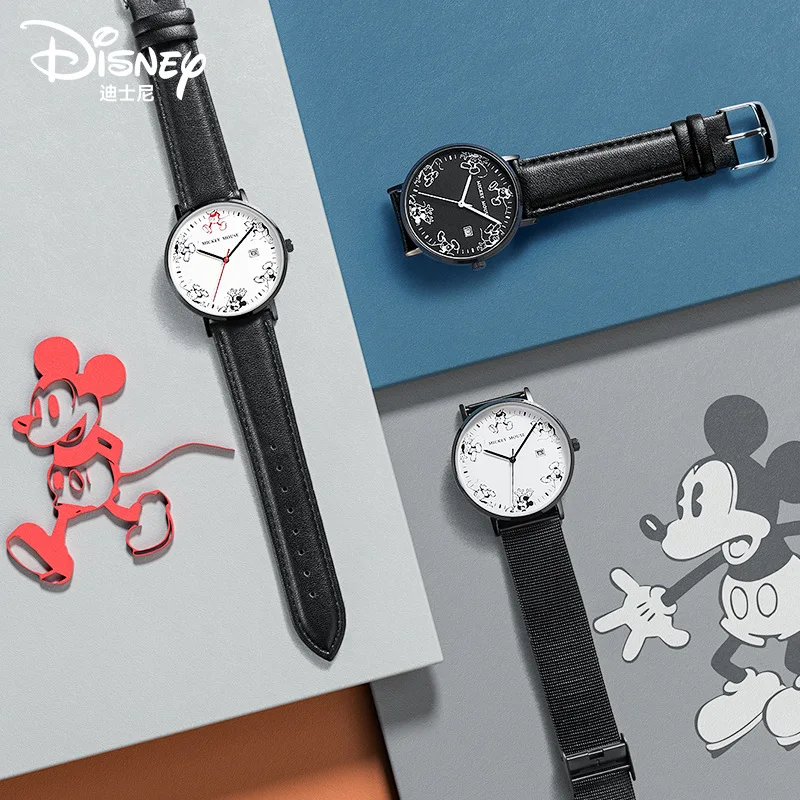 Disney For Mens Watch Mickey Mouse Cartoon Quartz Wristwatch Date Boy Children Student Luminous Waterproof New Relogio Masculino