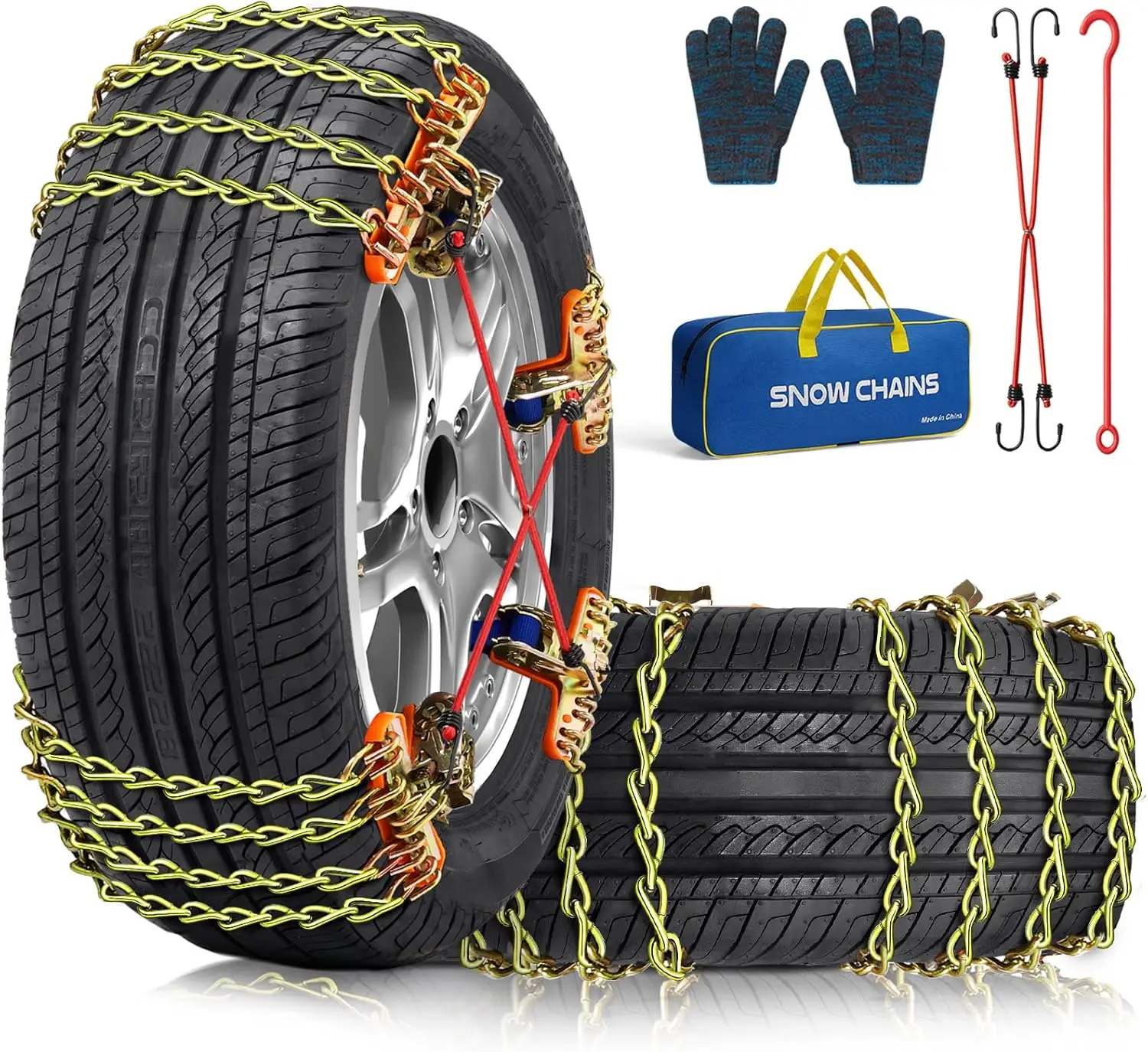 

Universal Snow Tire Chains for Cars, SUVs, Pickup Trucks - Fit Tire Widths 195-265