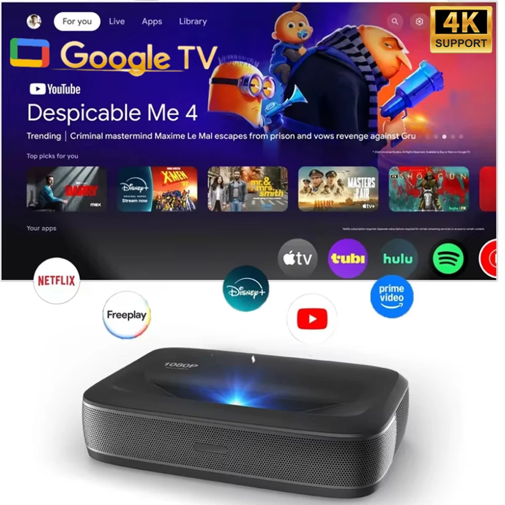 WUPRO G3 Triple-Laser Ultra-Kurzdistanz-Projektor FHD 600 ANSI Autofokus Dolby Audio Heimkino Outdoor-Kino-Qualität Projektor