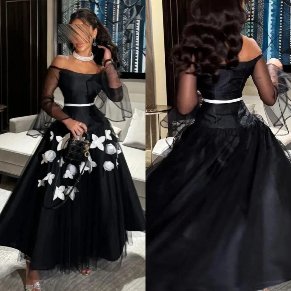 Customized Classic Net Pleat A-line Off-the-shoulder Midi Dresses Bespoke Occasion Dresses Exquisite Modern Style Pastrol Unisex