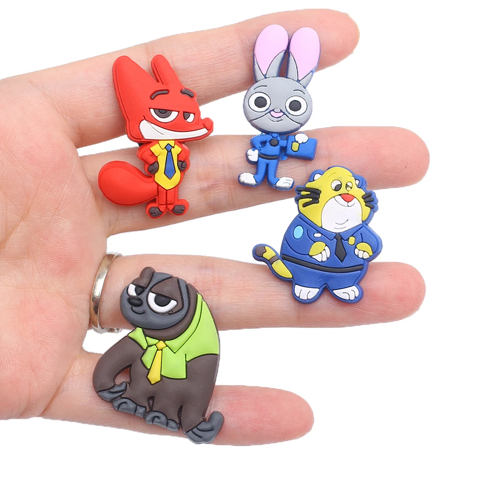 cartoon 1-4pcs Zootopia Shoes Decorated pvc shoes charm selling designer custom odile charm