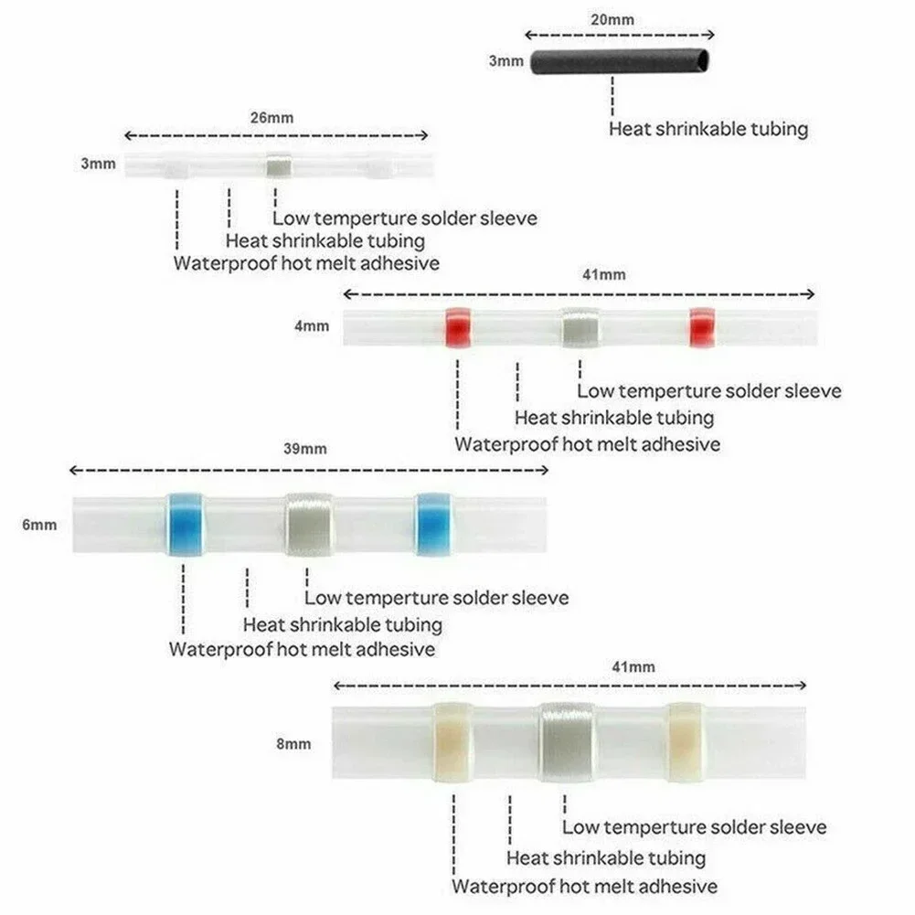 

Wire Butt Terminals Heat Shrinkable Tube With Transparent Design For Precise Visual Inspection 50pcs To 800pcs Available