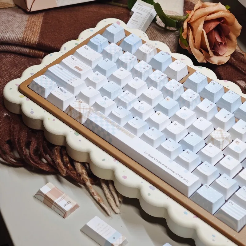 Cocoa Blue Theme Keycaps Set Customized PBT Sublimation Cherry/FOA Profile Keyboard Cap for Mechanical Keyboard Accessories