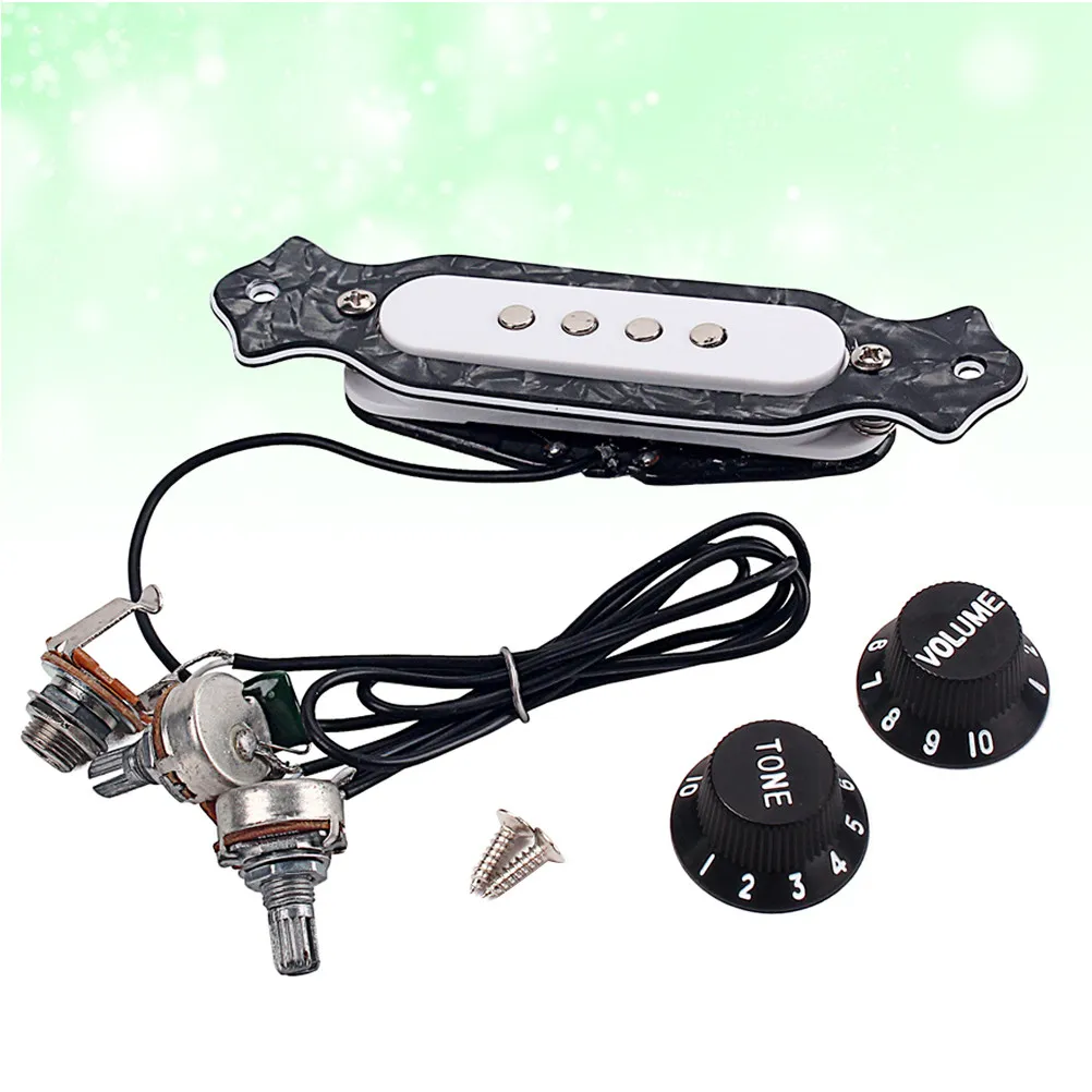 4 String Soundhole Pickup Pre-Wired Magnetic for Electric Cigar Box Guitar Volume Tone Control Knobs ABS Shell Copper Coil