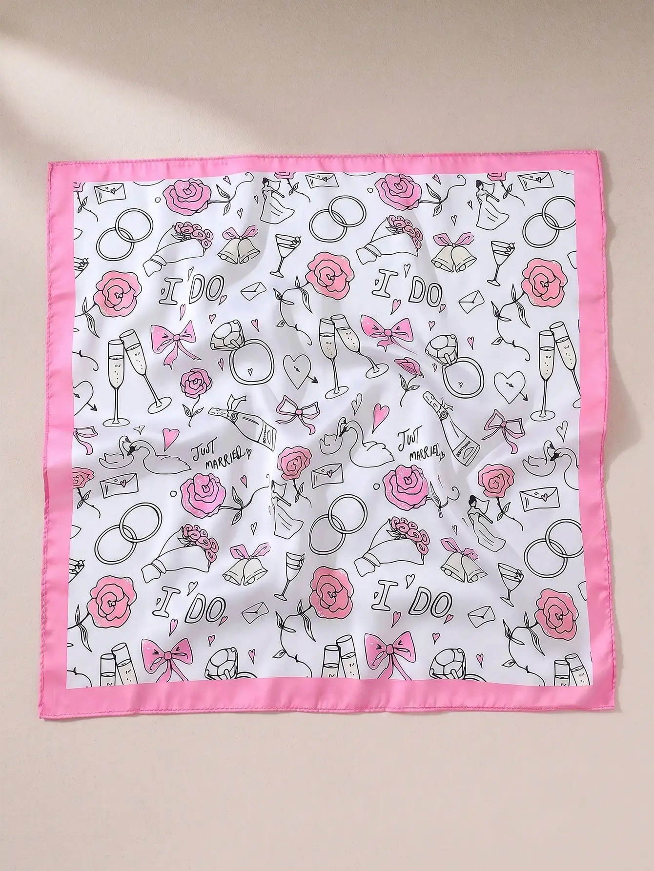 1PC Romantic Rose Butterfly Wedding Patterned Scarf for Ladies Multi-Functional Fashion Accessory