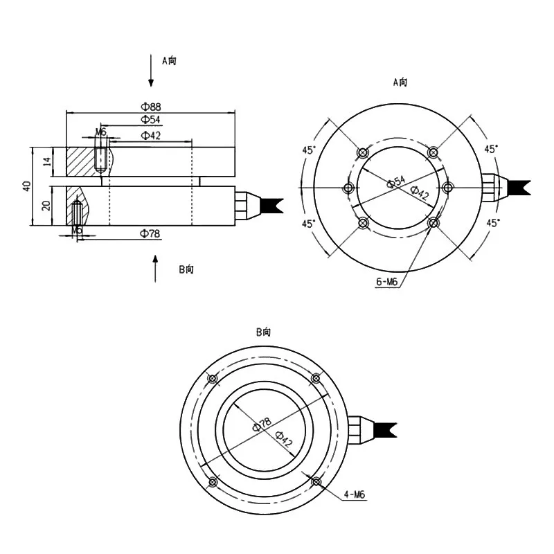 Cella di carico flangiata perforata, forza di precarico del bullone a forza cava anulare, forza di serraggio sensibile alla pressione