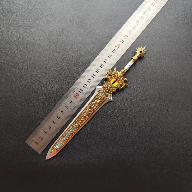 22cm Chinese Ancient Famous Sword Model, Zinc Alloy Full Metal, Safe Unsharpened Blade, Decorative Collectible Ornament, Display