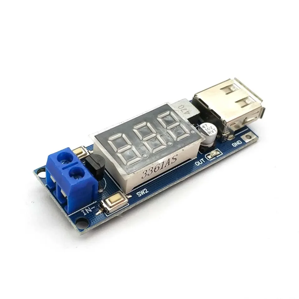 DC-DC 4.5-40V To 5V 2A USB Charger LED Step-down Buck Converter Voltmeter Module Low Power