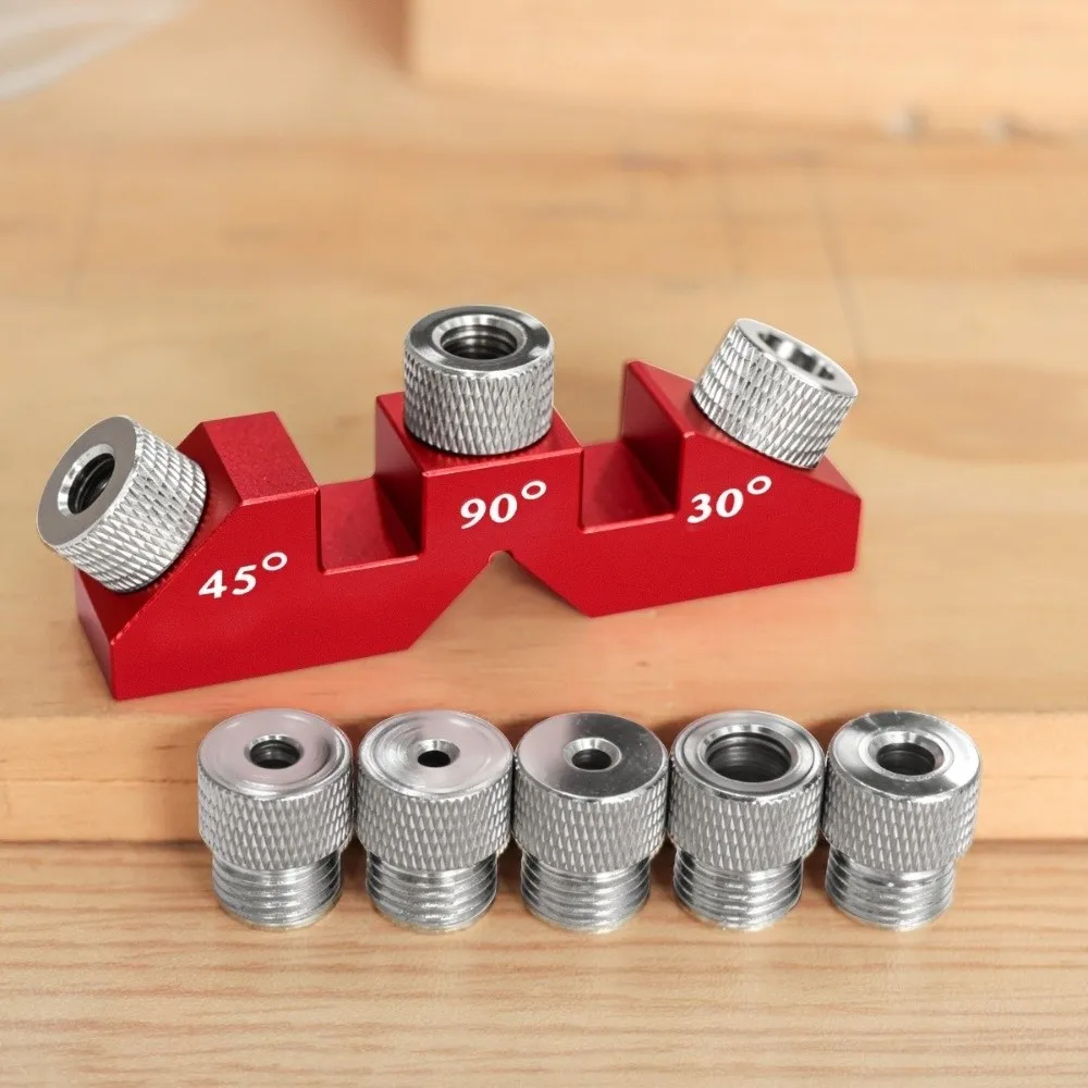 Multi-functional Drill Guide Jig Multi Angle Replaceable Bushings Pocket Hole Jig 3 in 1 30/45/90° Hole Positioner Locator