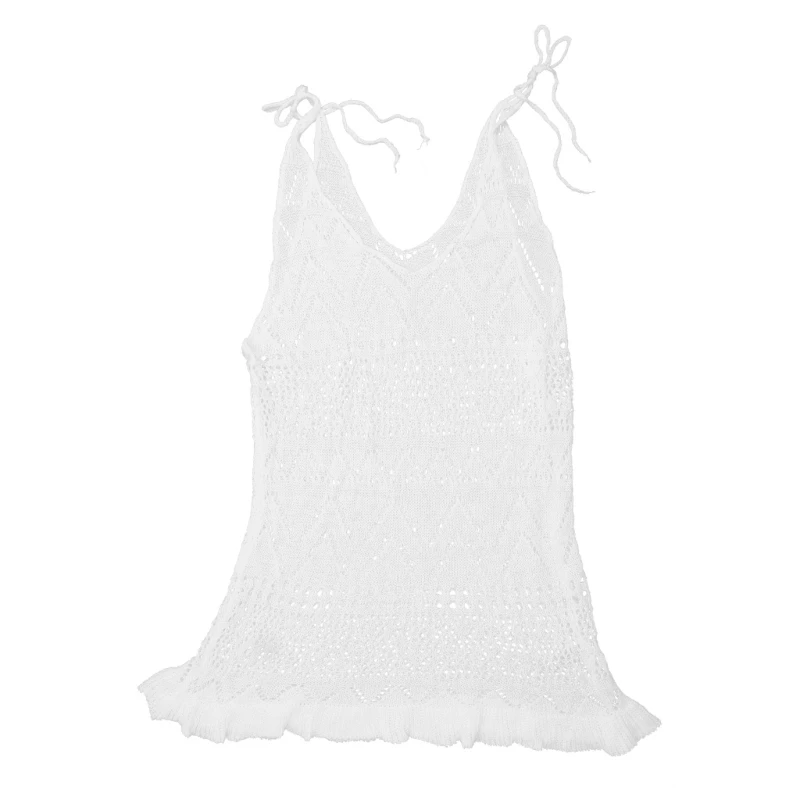 2023 New Womens Deep V-neck Beach-Dress Summer Swimsuits Cover Up Crochet Bikinis Cover Up Sexy Hollow out Bathing Suit Cover Up