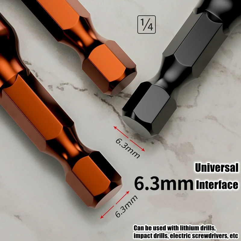 Strong Magnetic Extended S2 Air Cannon Hexagonal Socket, High-quality Vanadium Steel 6mm Electric Wrench Hexagonal Socket