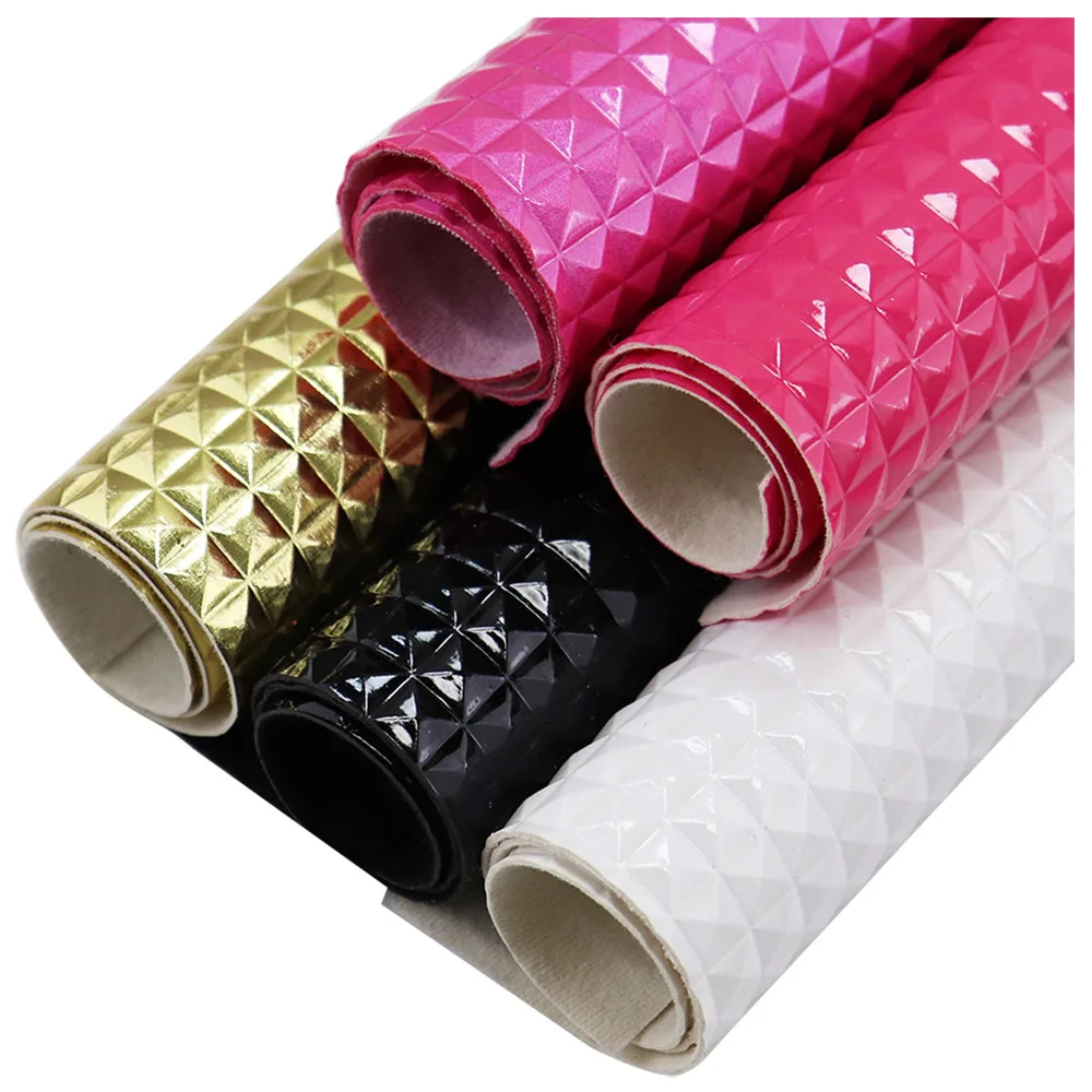 30x134cm Diamond Textured Faux Synthetic Leather Fabric Roll For Handbags Gift Box Decorative DIY BH420