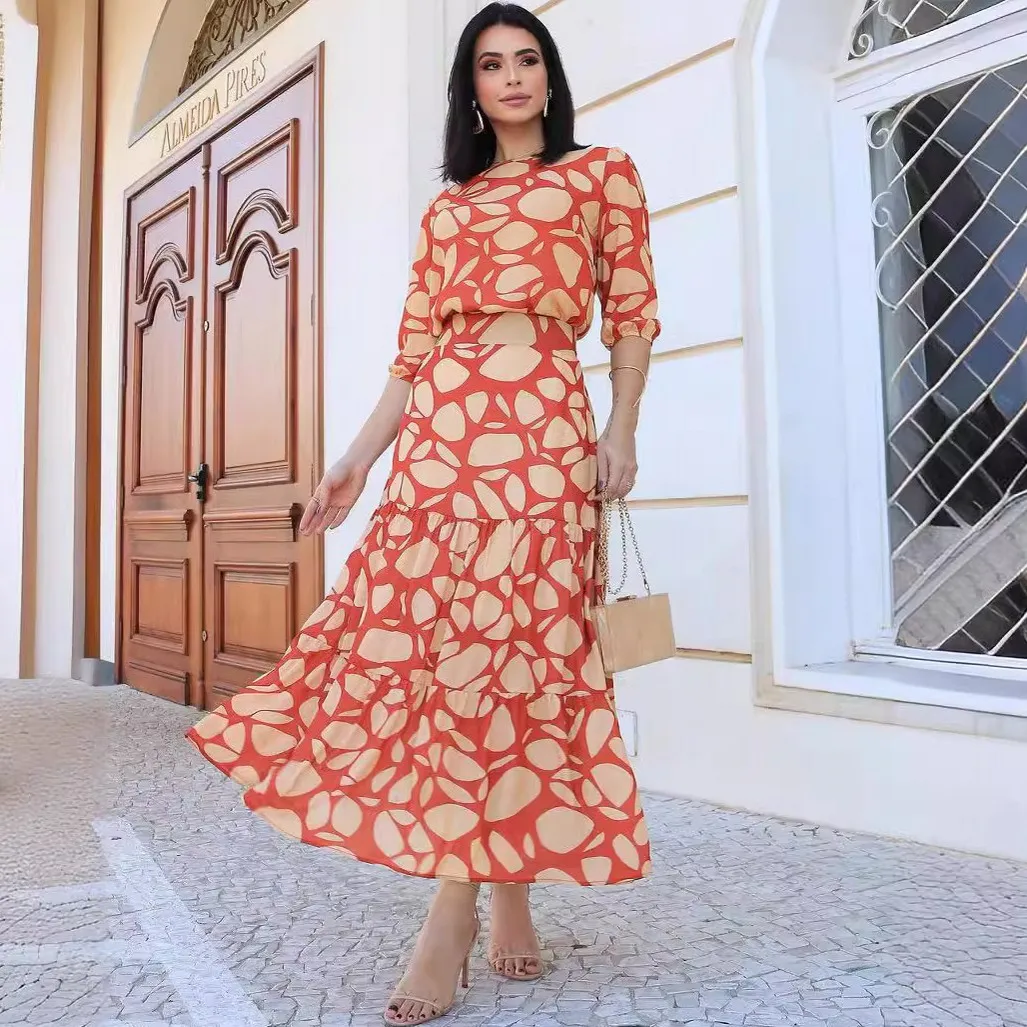 

2 Piece Sets Summer Autumn Women Elegant Office Maxi Dresses Ladies Bodycon O-Neck Female Fashion Sexy Work A-Line Dress