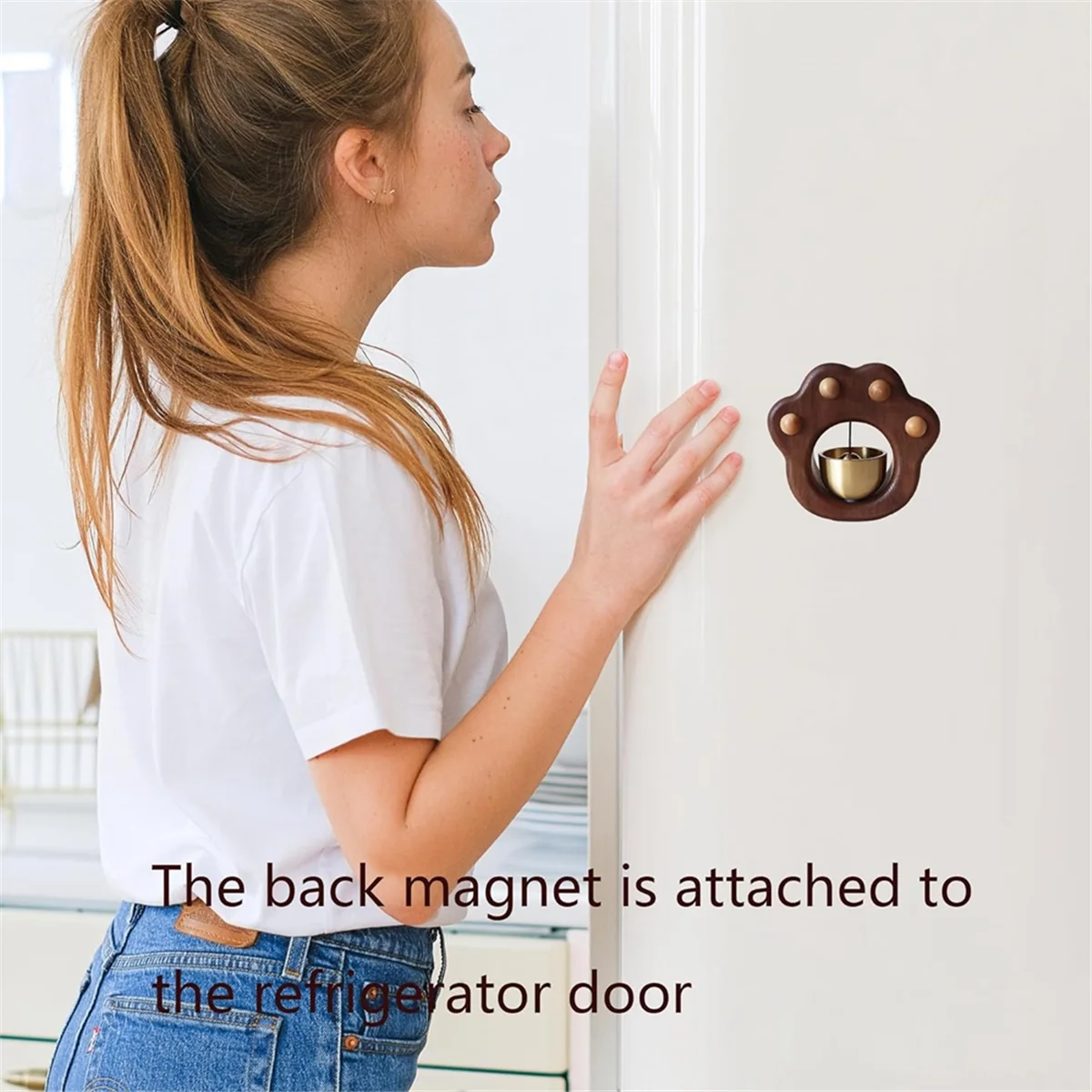 Shopkeepers Bell, Decorative Fridge Magnets, Magnetically-Attached Wood Doorbell, Door Chime for Business When Entering