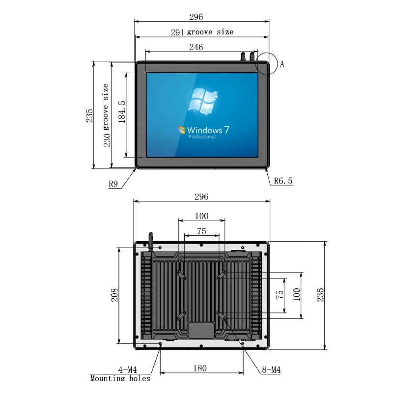 OEM PTC12W hotsale shockproof 12.1 inch Win10 industrial computer touch screen all in one panel pc