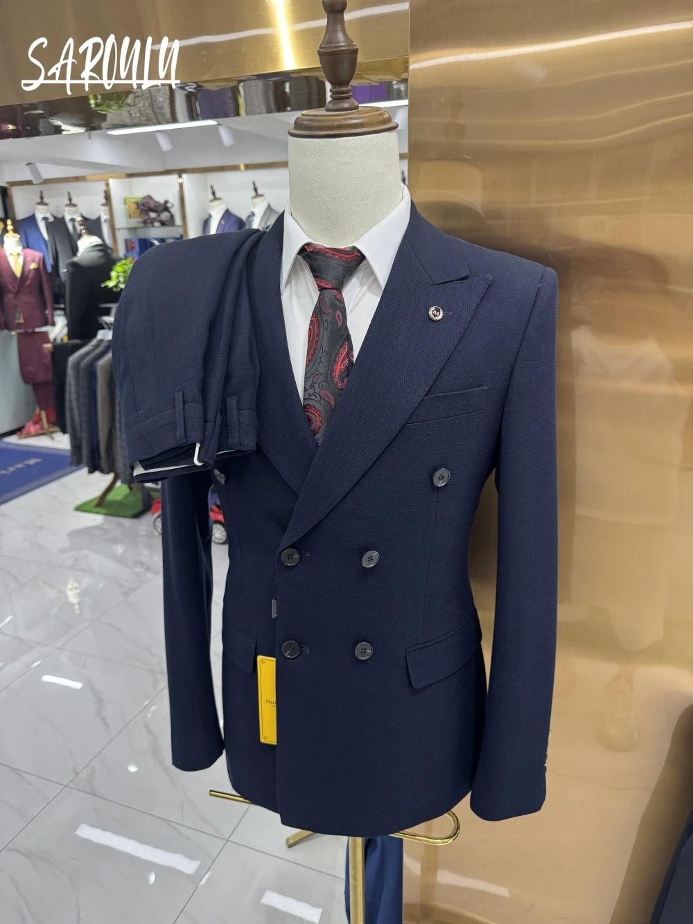 In Stock Groom Wear Elegant Single Breasted Buckle Man Suit 2-pieces Jacket Pants Classy Formal Customized Set Four Seasons