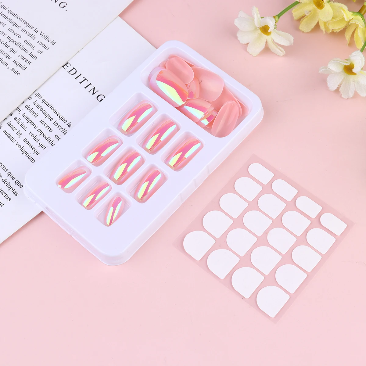 

24Pcs Nail Sticker Shiny Fake Nails Glittering Full Cover Nail False Nail Fake Nail Sticker Nail Patch (Assorted Color 1)