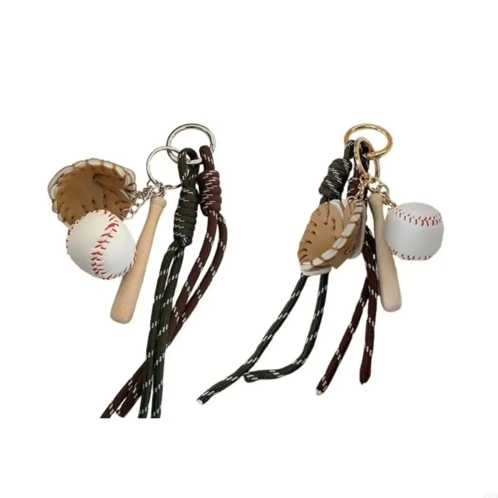 

Bag Charms Baseball Braid Rope Pendant Nylon Miu Style Braid Rope Bag Charms Key Ring Bag Accessories Car Key Chain