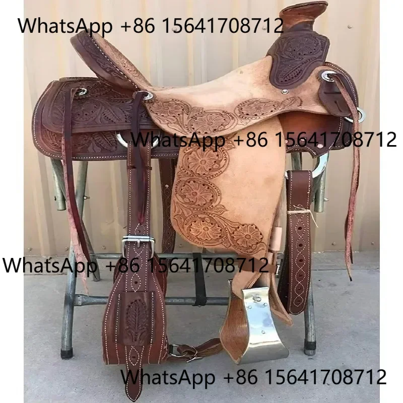 سرج غربي مصنوع يدويًا من الجلد لركوب الخيل مصنوع يدويًا مناسب للفروسية مصنوع حسب الطلب #1