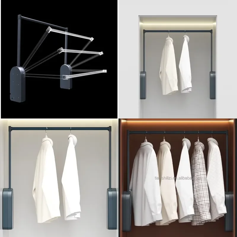 for Automatic Intelligent Pull Down Wardrobe Rod Electric Lifting Clothes Hanger Rail Finishing Cloth