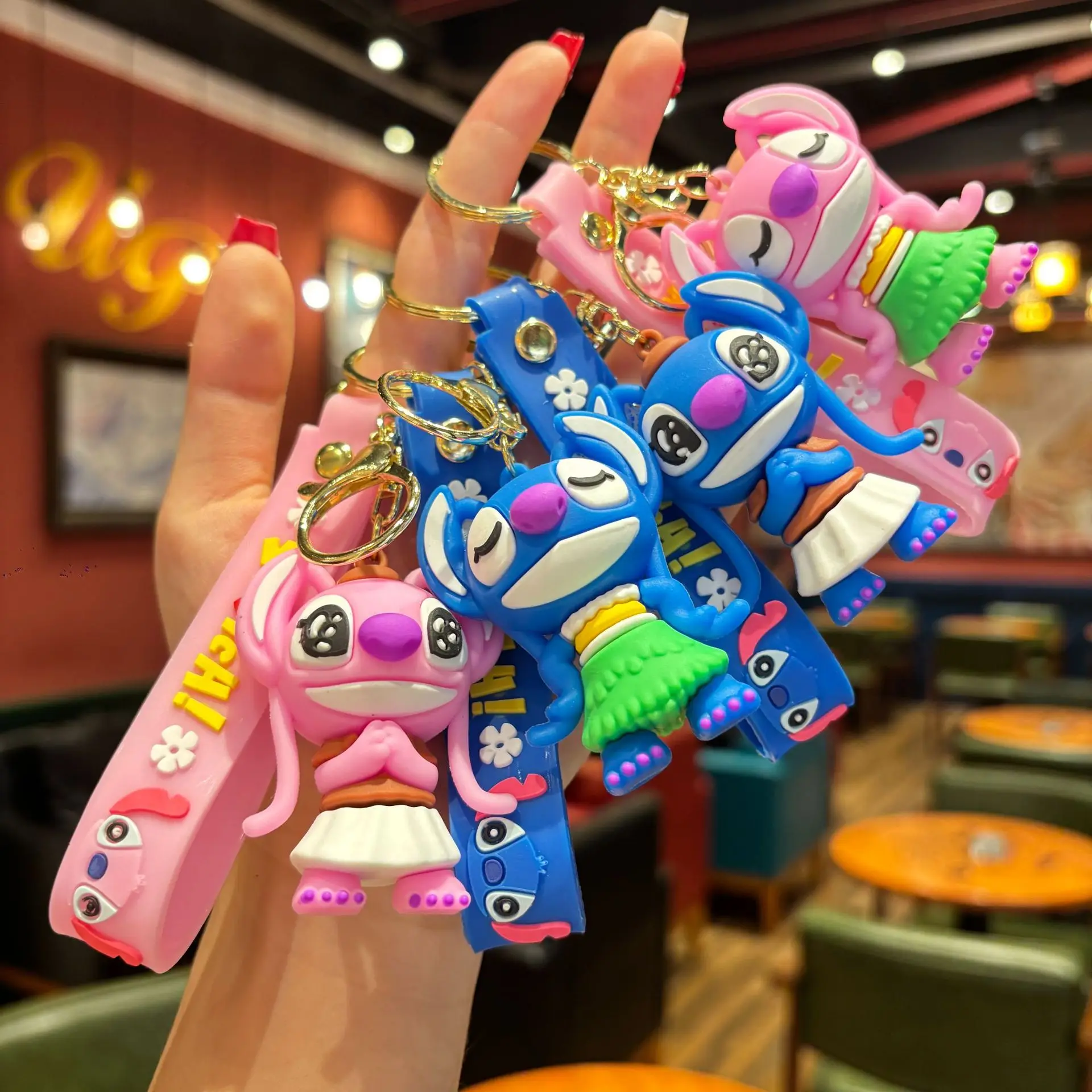 

New Disney Stitch Doll Keychain Exquisite Cute Couple Car Small Pendant Backpack Hanging Decoration Key Pendant Girl Gift