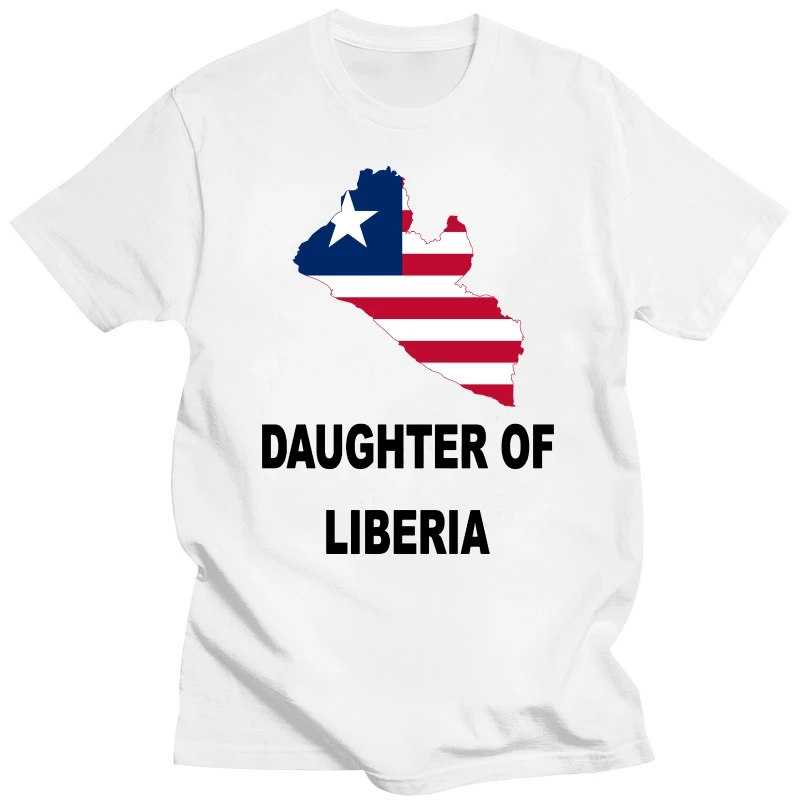 Daughter of Liberia Liberian Flag Map Ladies Fit T-shirt White