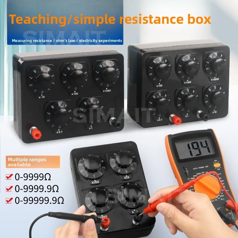 

Resistance Box 0-9999.9 Ohm 0.1 Adjustable Standard Teaching Resistance Box, Experimental Teaching Instrument