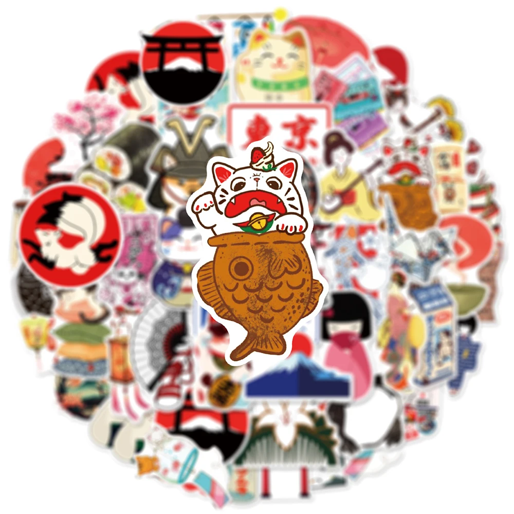 

10/30/50pcs Japanese Landscape Cartoon Stickers Decals Waterproof Graffiti Scrapbooking Stationery Phone Retro Sticker Gifts