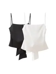 Women's Tank Tops with Tied Back, Straight Neck, Adjustable Thin Straps, Female Camis, Sexy Fashion