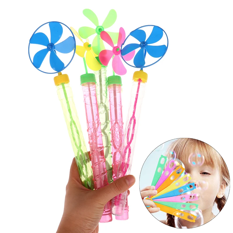 1PC Summer Popular Five-leaf Windmill Multicolor Bubble Stick Beach Color Soap Bubble Spray Bubble Stick For Children Toys