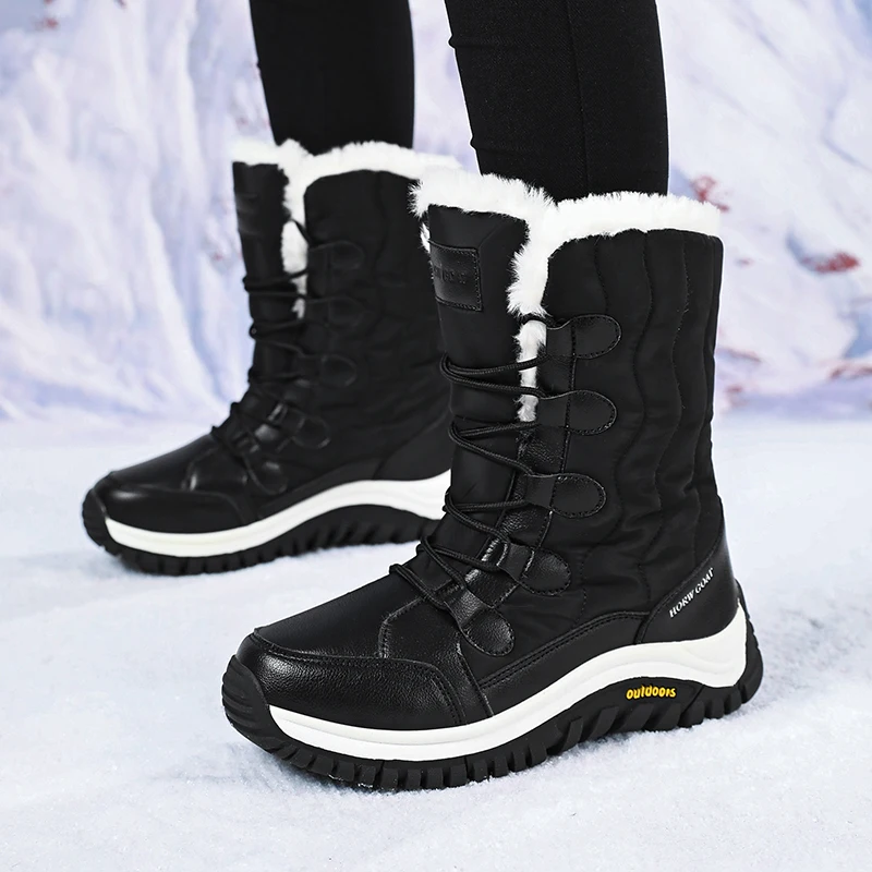 

Winter Snow Boots Women Shoes Anti-slip Warm Soft Plush High-top Boots Women Thick-soled Durable Outdoor Hiking Shoes Women