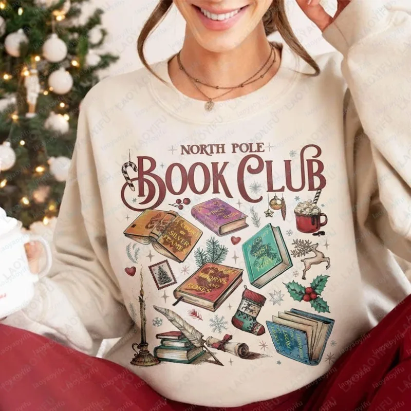 

North Pole Book Club Рождественская толстовка Acotar Bookish SJM Lover Bookworm Подарок для мужчин и женщин Толстовка сохраняет тепло Популярная толстовка унисекс