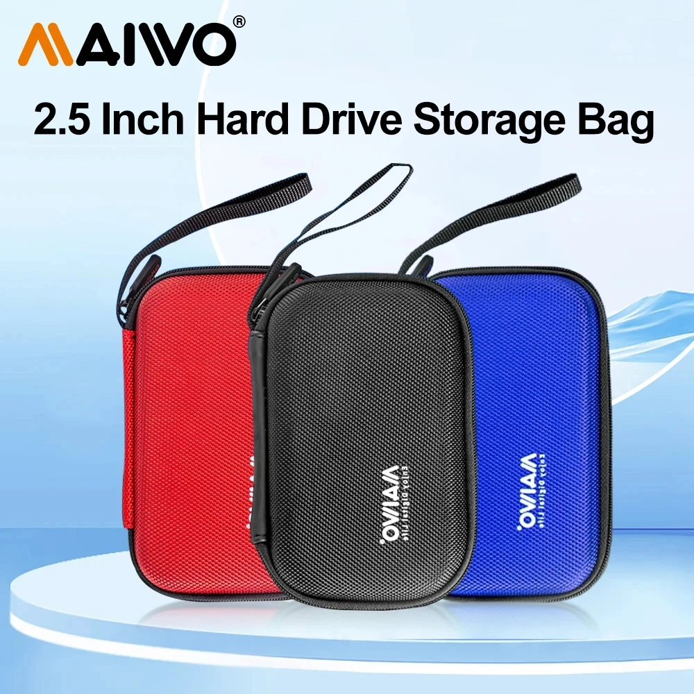 MAIWO 2.5 Inch Hard Disk Box Solid Color Protection Bag Portable Hard Disk Case Suitable for Hard Disk Storage Protection