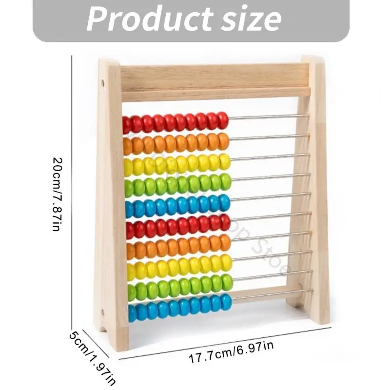 96BA Lernspielzeug aus Holz, Abakus, Zählen, enthält Zahlenkarten und Additions- und Subtraktionstabelle für Kinder – Detail 6